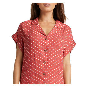 Camicia da donna Alisha a pois con decorazioni in pizzo rosso scuro, colletto a risvolto, taglia L per primavera/estate, XL per autunno, vestibilità ampia - Product Image 3