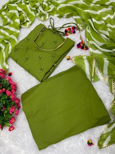 เสื้อตัวบนผ้าจอร์เจียเทียมดีไซเนอร์ดั้งเดิมพร้อมชุดสุดเพอร์เฟกต์สำหรับใส่ในโอกาสเทศกาลงานหมั้น - Product Image 3