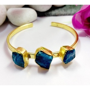 Brass Gold Plated Fashion Cuff <b>Bracelets</b> with Gemstones - Product Image 6