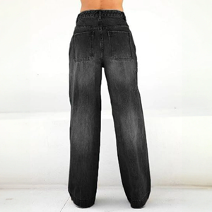 Pantalons en jean pour femmes grande taille de style nouveau, de haute qualité, bleu, décontractés, pour tous les jours, style streetwear, jambes larges, écologiques, taille mi-haute - Product Image 6