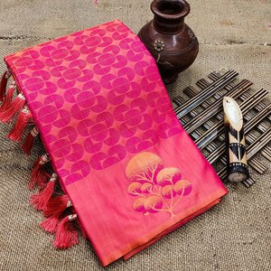 Auto-tissage conception couleur vive riche Pallu travail tissu de soie doux bordure Unique et gland attacher belle indien Saree Foer vente - Product Image 5