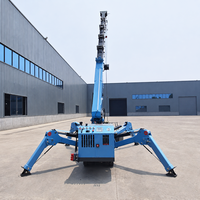 Mini-grue araignée mobile Tonlita de 3 tonnes pour l'installation de vitres dans les espaces confinés, avec télécommande et nacelle pour personnel