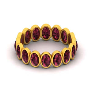 แหวนเงินแท้ 925 ทรงวงแหวนนิรันดร์ ประดับพลอยโกเมนสีแดงทรงรี ลายเรขาคณิต ขนาด 5x3 มม. น้ำหนัก 3.50 กรัม - Product Image 1