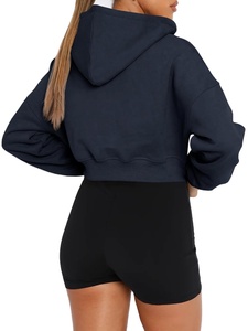 Ropa de gimnasio personalizada Sudaderas con capucha de cuello alto con cremallera completa Chándal Jogging Crop Top Chaqueta cortavientos Conjunto de dos piezas Sudaderas con capucha para mujer 2026 - Product Image 4