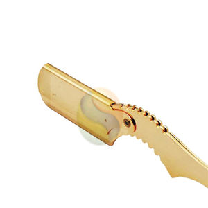 มีดโกนหนวดตรงสแตนเลสพรีเมียมพร้อมโลโก้สั่งทำพิเศษ สำหรับช่างตัดผมมืออาชีพ  มีดโกนหนวดและมีดซอยผม ด้ามจับไม้ - Product Image 2