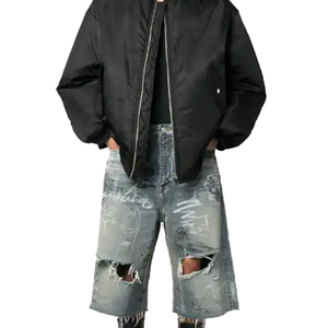 กางเกงขาสั้นเอวสูงแบบวินเทจแบบขาดใส่สบายทรงหลวมผ้าคอตตอนลาย100% แฟชั่นลำลองฤดูร้อนสั่งขายส่ง - Product Image 5