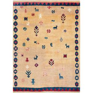 Tapis en laine noués à la main Nuray Gold, style Kilim classique avec motifs abstraits et originaux pour la maison, la chambre et le couloir - Pae-315 - Product Image 1
