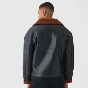 แจ็กเก็ตหนังขนแกะสำหรับผู้ชายคอลเลคชั่นฤดูหนาวสีพื้นแจ็กเก็ตหนังเทียม - Product Image 5