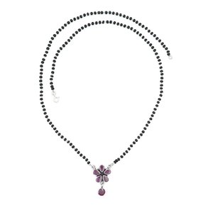 <b>Handmade</b> 925 Sterling <b>Silver</b> Geometric Shape Mangalsutra Fine Pendant <b>Necklace</b> with Ruby Gemstone Gift for Women - Product Image 2