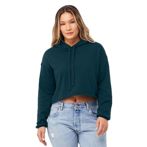 Hot Design Casual Rhinestones Embroidered RAW Hem Cropped Hoodie Sportswear Hoodie for Women <b>Pullover</b> <b>Jumper</b> Sweatshirts Hoodies - Product Image 1