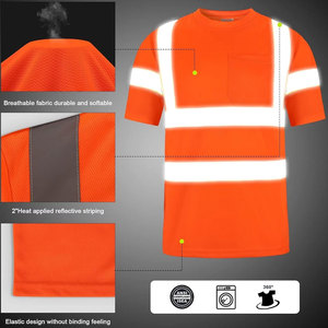 เสื้อยืดทำงานสีส้มแบบยูนิเซ็กซ์ สะท้อนแสง แถบสะท้อนแสง โพลีเอสเตอร์ ชุดยูนิฟอร์มนิรภัย ป้องกันแบคทีเรีย ป้องกันรังสียูวี พิมพ์ลาย ได้รับการรับรองมาตรฐาน CE - Product Image 6