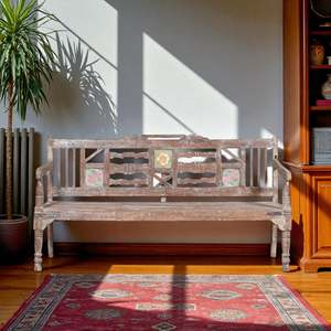 Solid Wood Rustic Traditional Modern Outdoor <b>Bench</b> for Patio Garden Park Dining School Home Furniture with Fabric <b>Seat</b> - Product Image 2