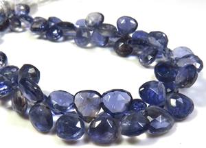 Cuentas de iolita natural en forma de corazón de 6-7 mm, cuentas facetadas de piedras preciosas, tira de 7.5 pulgadas, cuentas de iolita azul para bricolaje, cuentas de iolita pulida. - Product Image 5