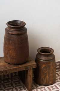 Olla Antigua Multifuncional Hecha a Mano de Madera Maciza de Himachal con Pulido de Cera para Decoración de Mesa, Hogar, Restaurante y Hotel - Product Image 2