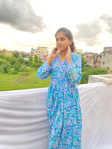 Perfect Designer Looking Printed Summer Beach Cover up <b>Dress</b> <b>Night</b> Sleep Wear <b>Dress</b> Kaftan for women Print Indian Cotton Floral - Product Image 3