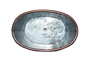 Jardinière de fleurs en étain métallique galvanisé ovale, boîte de jardinière avec poignées en métal, produits de haute qualité pour la maison et le jardin - Product Image 3