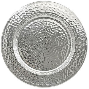 Platos y platos esmaltados creativos chapados en plata con forma redonda de Metal de acero inoxidable textura martillada decorativa para el hogar - Product Image 1