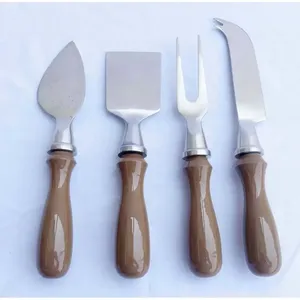 Juego de cuchillos para queso y mantequilla con diseño de hoja dorada en acero inoxidable con acabado elegante, perfecto para utensilios de cocina y servir frutas - Product Image 3