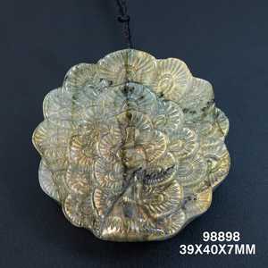 Colgante Vintage de Plata de Ley Chapado en Oro, Colgante de Labradorita, Diseño de Pavo Real, Piedras Preciosas Naturales, Compromiso, Joyería Llamativa - Product Image 2