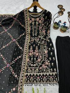 Conjunto SIE Present Pure de Anarkali/Salwar con tela de georgette sintética pesada y gran vuelo, con dupatta y envío gratuito a todo el mundo. - Product Image 5