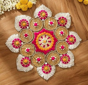 Decorative Rangoli Mats T Light Candle Holder for Ganpati Decoration Beautiful Kolam for South Indian Wedding Backdrop - Product Image 1