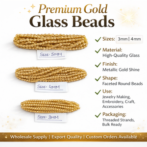 Cuentas de Vidrio Doradas de 3mm 4mm 5mm con Acabado Metálico, Cuentas Redondas Facetadas para la Fabricación de Joyería, Caja de Manualidades, Venta al por Mayor - Product Image 6