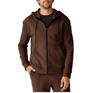 Sweat-shirt à capuche zippé intégral 100 % coton uni pour homme, écologique, 240 g, fabriqué au Bangladesh, décontracté, grande taille, pour l'hiver, respirant et anti-humidité - Product Image 1