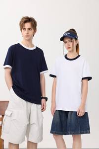 T-shirt en coton unisexe Trendy Color Blocking Regular Fit O-Neck Custom Design pour hommes femmes T-shirt en coton pour hommes - Product Image 3