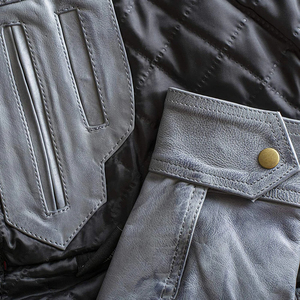 Chaquetas de cuero de moda de motocicleta Vintage clásica para hombres al por mayor precio barato abrigos de cuero para hombre chaquetas de trabajo con logotipo personalizado - Product Image 4