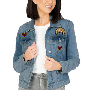 Factory Made Custom Handmade <b>Denim</b> <b>Jacket</b> With <b>Embroidery</b> and Statement Brooch Accessories In Bulk Quantity - Product Image 1