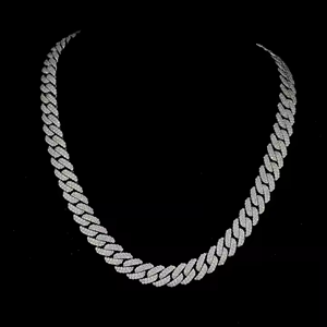 Moissanite 10MM Cuban Link Chain Jewelry Diamond <b>Pearl</b> Stone Quality Jewels Gifts 925 Sterling <b>Silver</b> - Product Image 1