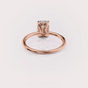 Anillo de compromiso de lujo con diamante de corte radiante de 2 quilates en oro amarillo/rosa y oro amarillo de 9 quilates, joyería fina - Product Image 3