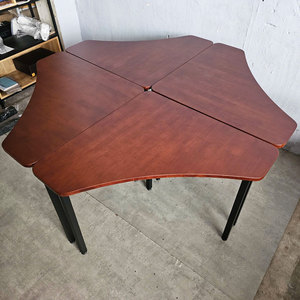 Set of 4 <b>Nesting</b> Triangular <b>Tables</b> 70x70cm Modern Design with Iron Legs Made of Rubber Wood HBLG034 - Product Image 6
