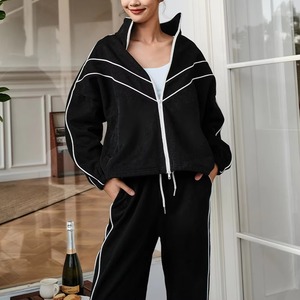 Chándales de mujer al por mayor chándal de moda para mujer chándal liso chándal de mujer último diseño chándales para mujer con ribete - Product Image 4