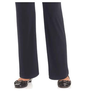 Pantaloni a Gamba Dritta da Donna NY Collection, Blu Navy con Stampa Leopardata, Vita Media, Antirughe, Casual per l'Autunno, Taglie Petite e Medium - Product Image 3