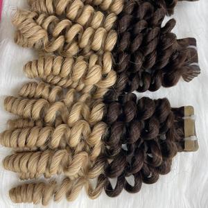 Venta al por mayor de alta calidad vietnamita extensiones de cabello humano para Ombre Normal Tape Remy Hair Deep Curly Normal Tape Hair - Product Image 5