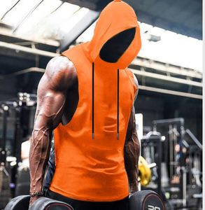 Camiseta Deportiva sin Mangas para Hombre, Transpirable, de Secado Rápido, de Spandex/Algodón, con Capucha, para Gimnasio, Verano, Entrenamiento, Fitness, con Bordado - Product Image 5