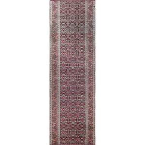 Aalam Hand Knotted Wool Rugs in <b>Red</b> & Orange Geometric Pattern Pae-6238 for Home Use - Product Image 1