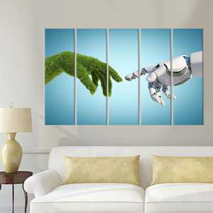 Toile imprimée La Création d'Adam de Michel-Ange - Décoration murale moderne pour la maison, 5P : Prête à accrocher - Product Image 1