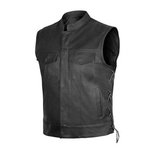 100% véritable cuir gilet homme peau de vache moto motard gilets homme gilet mode sans manches vestes - Product Image 1