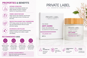 Private Label Anti Aging <b>Face</b> <b>Cream</b> 50ml OEM | <b>Hyaluronic</b> <b>Acid</b> SPF15 Wrinkle <b>Cream</b> | Vegan Skincare | Made in Spain EU - Product Image 3