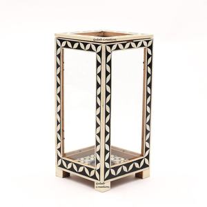 Handcrafted <b>Square</b> Decorative Bone Inlay Lantern Traditional Artisan <b>Candle</b> Holder for Festive Easter Home Tabletop Decor - Product Image 1