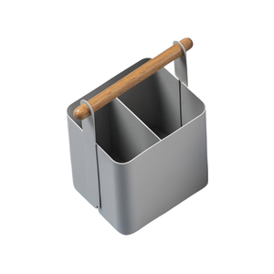 แคดดี้โลหะพร้อมที่จับไม้ในราคาที่ดีที่สุด Flatware แคดดี้อุปกรณ์จัดระเบียบเคาน์เตอร์ครัวร้านอาหาร - Product Image 5