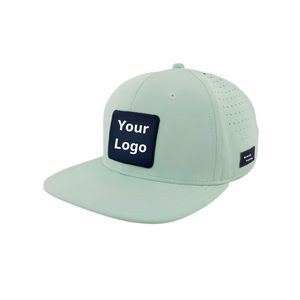 Wholesale 6-Panel Golf Hat with Inner Seam Tape Woven Tag Perforated Laser Cut Breathable Waterproof Snapback Custom Golf Cap - Product Image 1