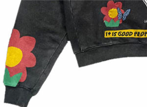 Offre Spéciale personnalisé Designer sérigraphie graphique 100% coton sans ficelle pull lourd noir recadrée à capuche hommes - Product Image 5