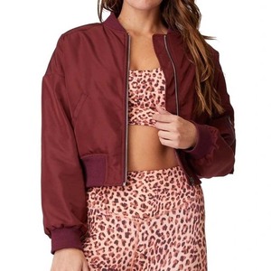 2025 chaqueta Bomber sólida para mujer Regular transpirable 100% poliéster cálido otoño ganchillo personalizable mangas completas - Product Image 2