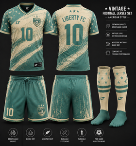 Vintage <b>Soccer</b> Jersey Set American Style Football Uniform Short Sleeve Teamwear Custom Print Sports Apparel - Product Image 3