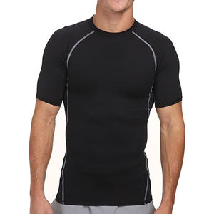 เสื้อยืดรัดรูปแขนครึ่งแขนสำหรับผู้ชายเสื้อยืดผ้าโพลีเอสเตอร์อีลาสเทนพิมพ์ลายออกแบบได้ตามต้องการสำหรับใส่วิ่ง - Product Image 1