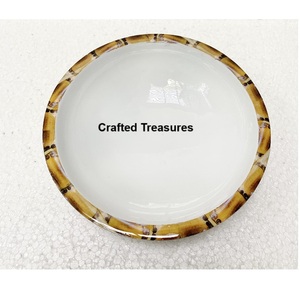 ชามเสิร์ฟไม้อะคาเซียทำด้วยมือพร้อมชามเครื่องครัวพิมพ์ลายเคลือบอุปกรณ์บนโต๊ะอาหารดีไซน์ทันสมัยเป็นมิตรต่อสิ่งแวดล้อม - Product Image 1