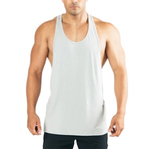 Camisetas sin mangas para hombre, transpirables, de poliéster/algodón, ecológicas, de secado rápido, personalizadas para gimnasio, cuello redondo, teñidas, parte delantera sólida - Product Image 6